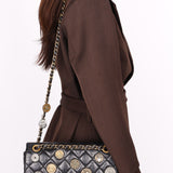 Limited Edition Chanel Paris-Dubai Medallions Single Flap Black Crinkled Calfskin 2015 AGHW