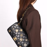 Limited Edition Chanel Paris-Dubai Medallions Single Flap Black Crinkled Calfskin 2015 AGHW