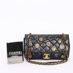 Limited Edition Chanel Paris-Dubai Medallions Single Flap Black Crinkled Calfskin 2015 AGHW