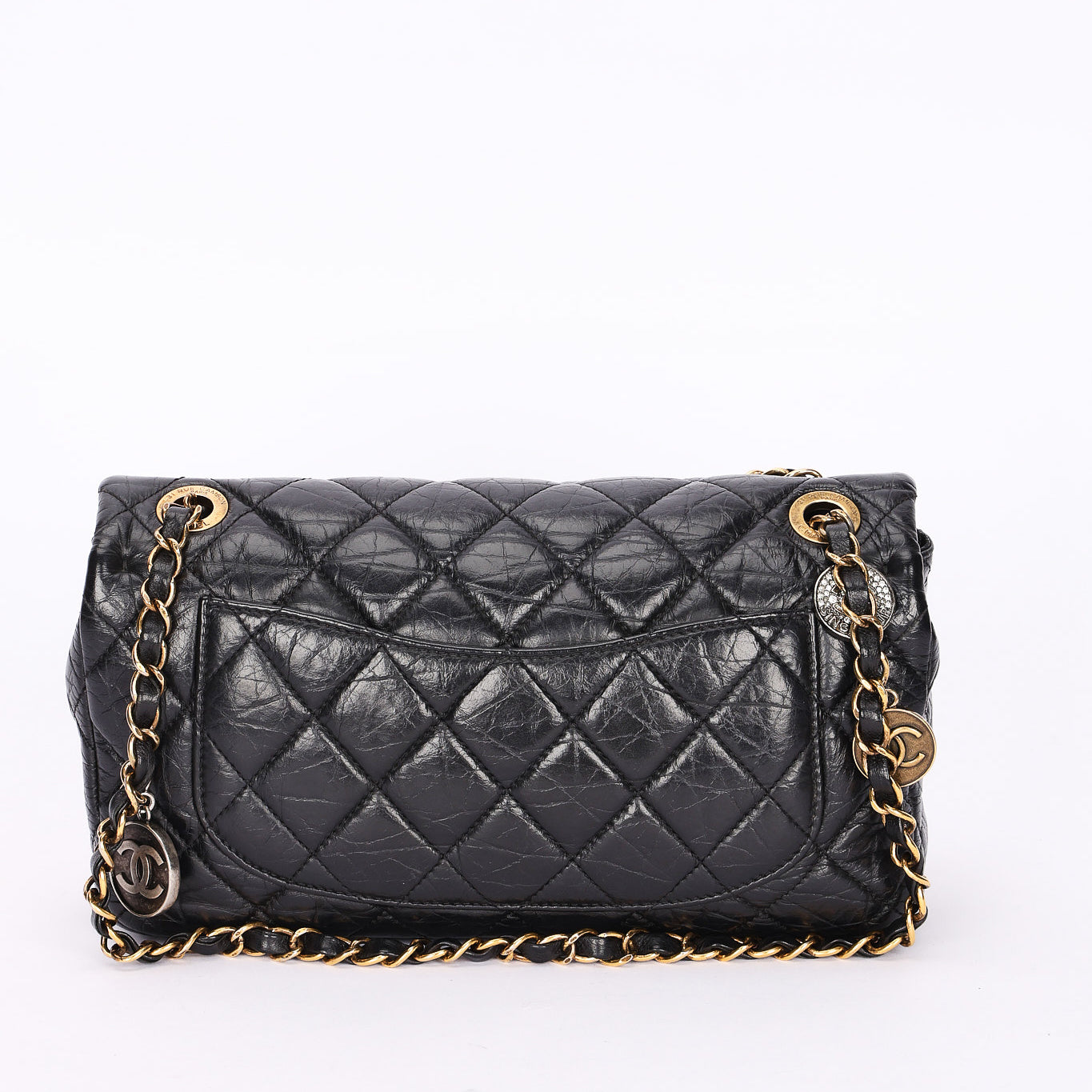 Limited Edition Chanel Paris-Dubai Medallions Single Flap Black Crinkled Calfskin 2015 AGHW