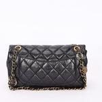 Limited Edition Chanel Paris-Dubai Medallions Single Flap Black Crinkled Calfskin 2015 AGHW