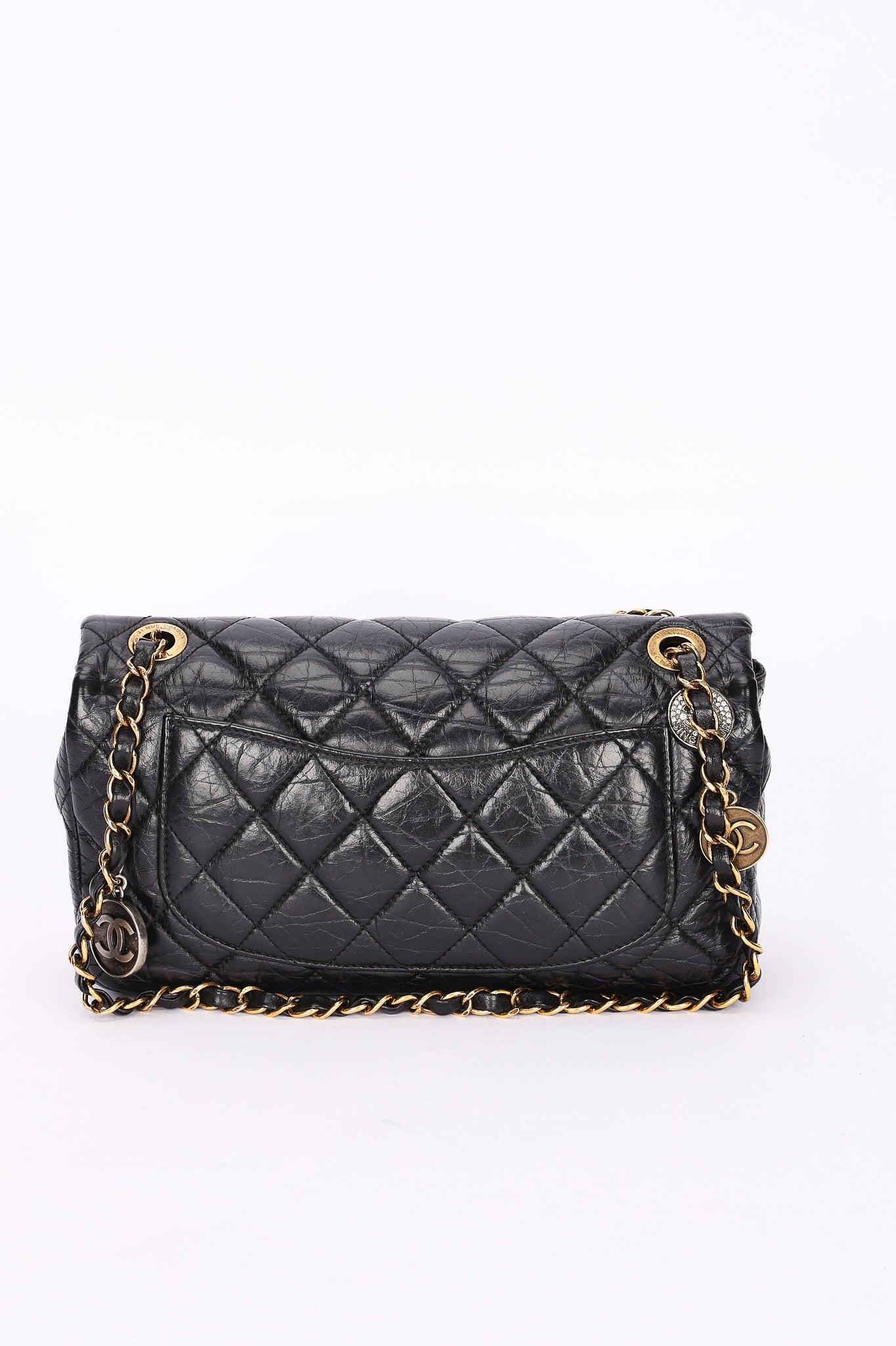 Limited Edition Chanel Paris-Dubai Medallions Single Flap Black Crinkled Calfskin 2015 AGHW