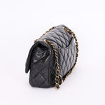 Limited Edition Chanel Paris-Dubai Medallions Single Flap Black Crinkled Calfskin 2015 AGHW