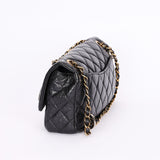 Limited Edition Chanel Paris-Dubai Medallions Single Flap Black Crinkled Calfskin 2015 AGHW