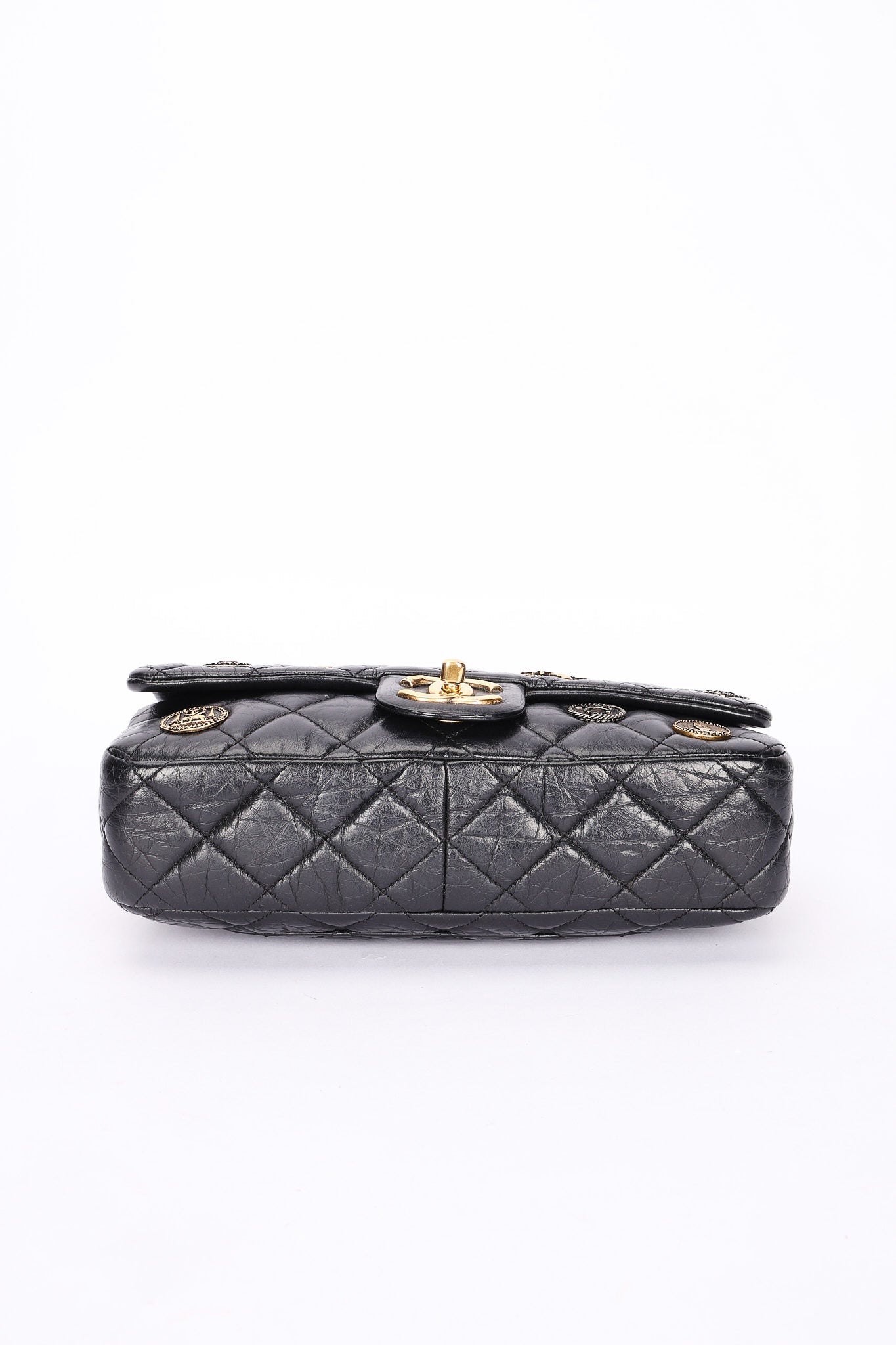 Limited Edition Chanel Paris-Dubai Medallions Single Flap Black Crinkled Calfskin 2015 AGHW