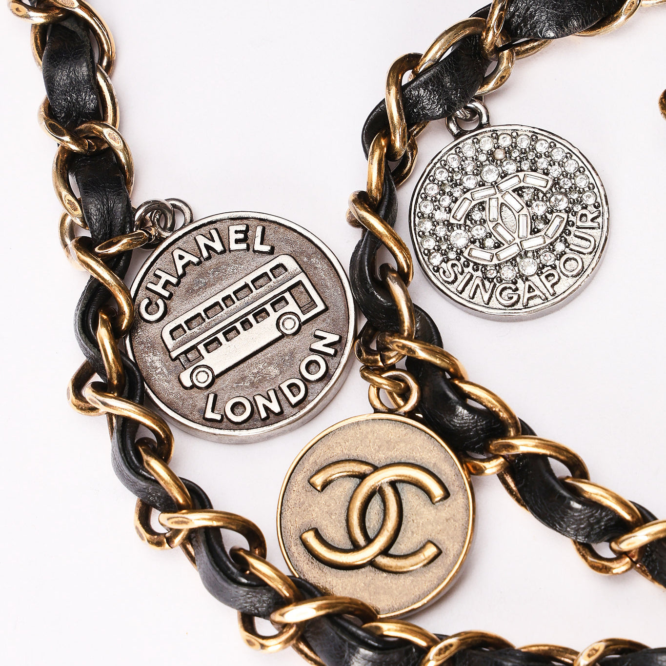 Limited Edition Chanel Paris-Dubai Medallions Single Flap Black Crinkled Calfskin 2015 AGHW