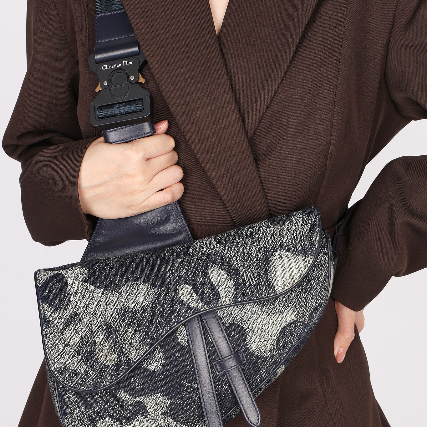Christian Dior x Peter Doig Medium Camouflage Denim Saddle Bag