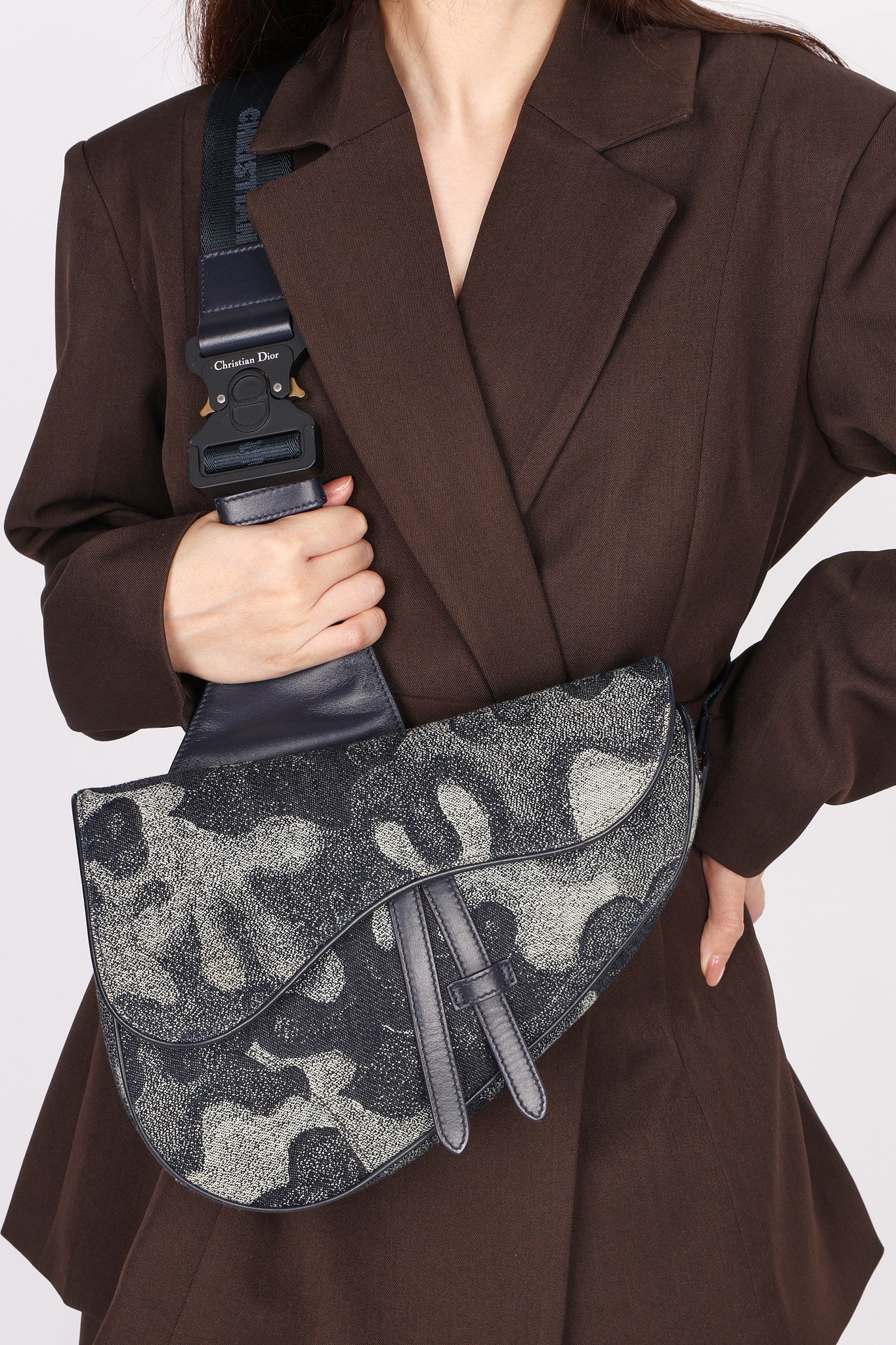 Christian Dior x Peter Doig Medium Camouflage Denim Saddle Bag
