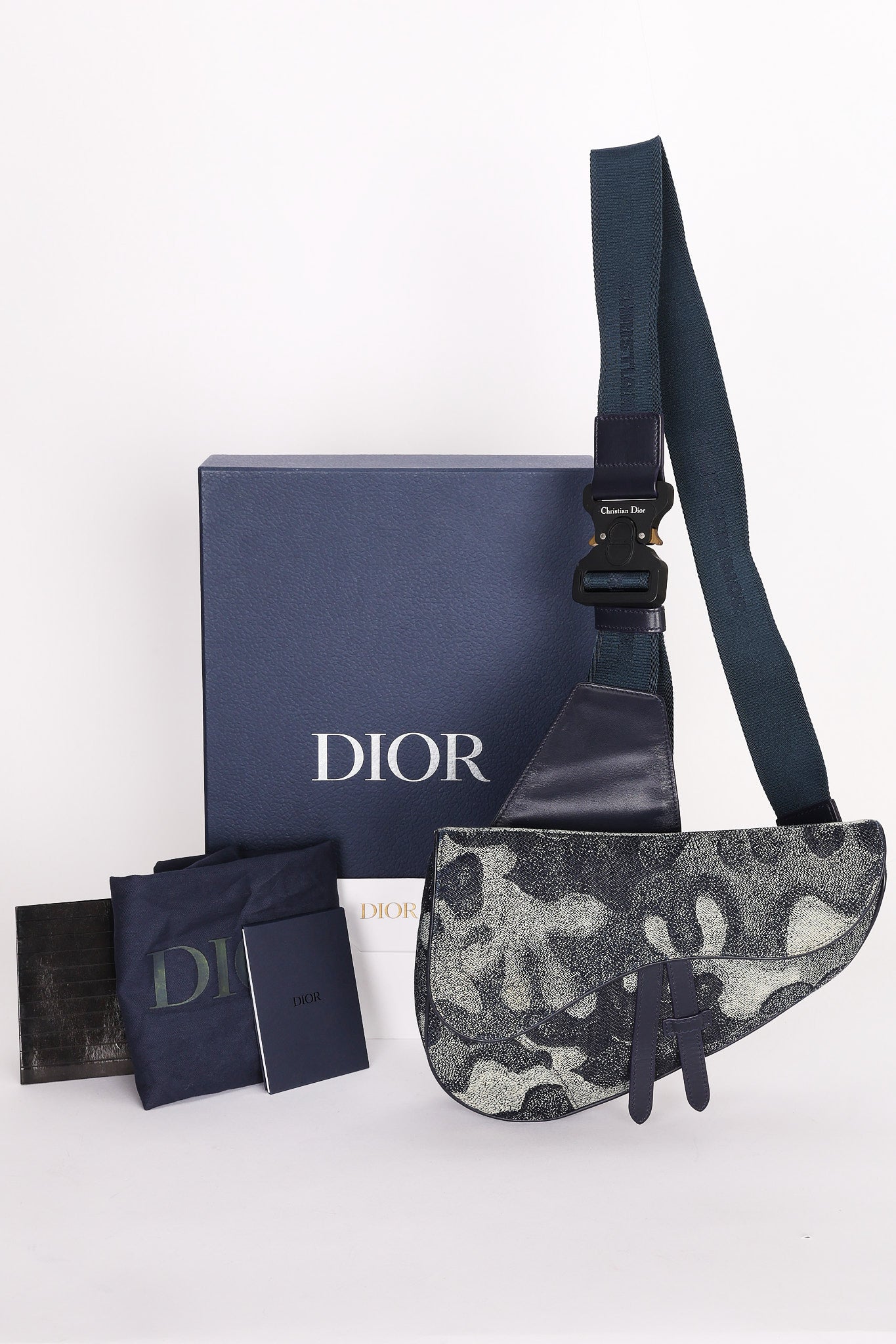 Christian Dior x Peter Doig Medium Camouflage Denim Saddle Bag