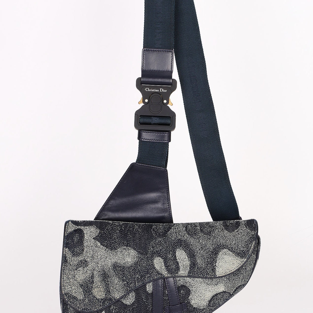 Christian Dior x Peter Doig Medium Camouflage Denim Saddle Bag