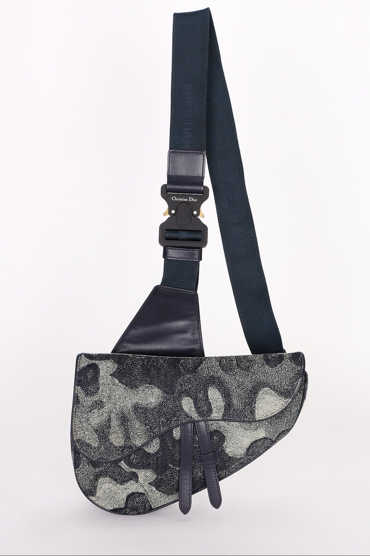 Christian Dior x Peter Doig Medium Camouflage Denim Saddle Bag