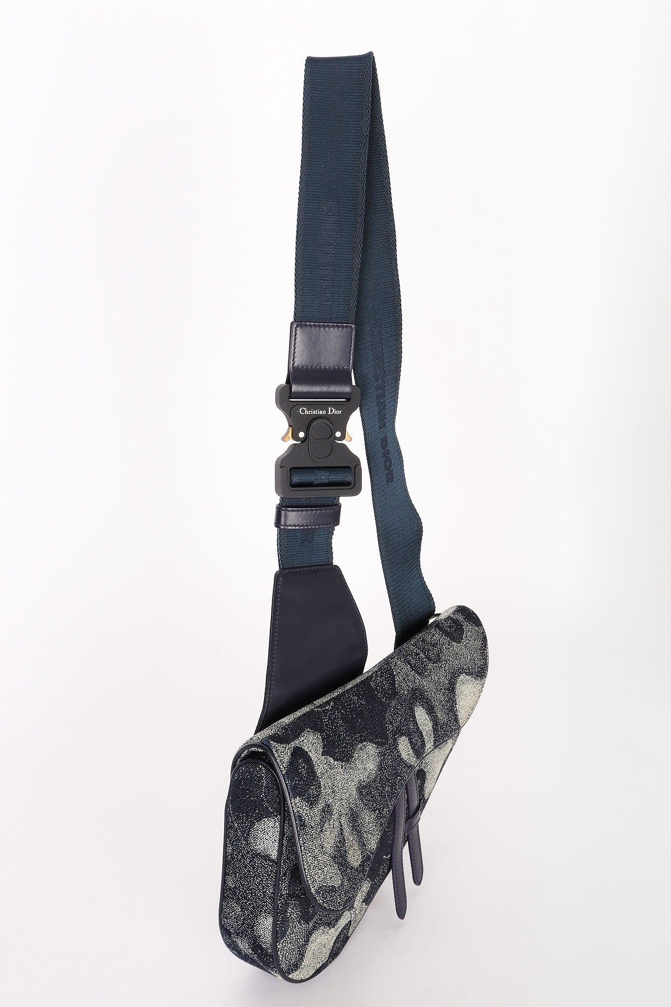 Christian Dior x Peter Doig Medium Camouflage Denim Saddle Bag