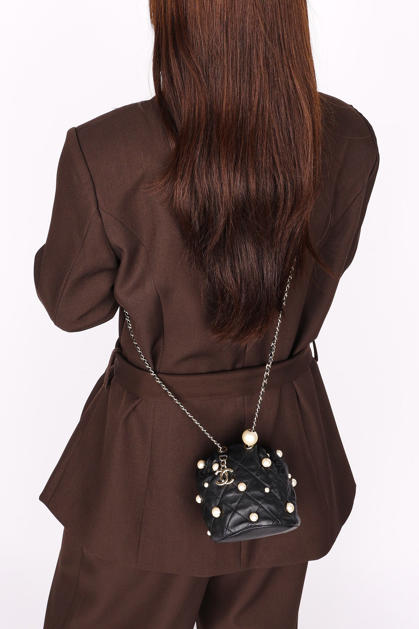 Chanel Mini About Pearls Bucket Bag Black Lambskin CGHW