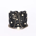 Chanel Mini About Pearls Bucket Bag Black Lambskin CGHW