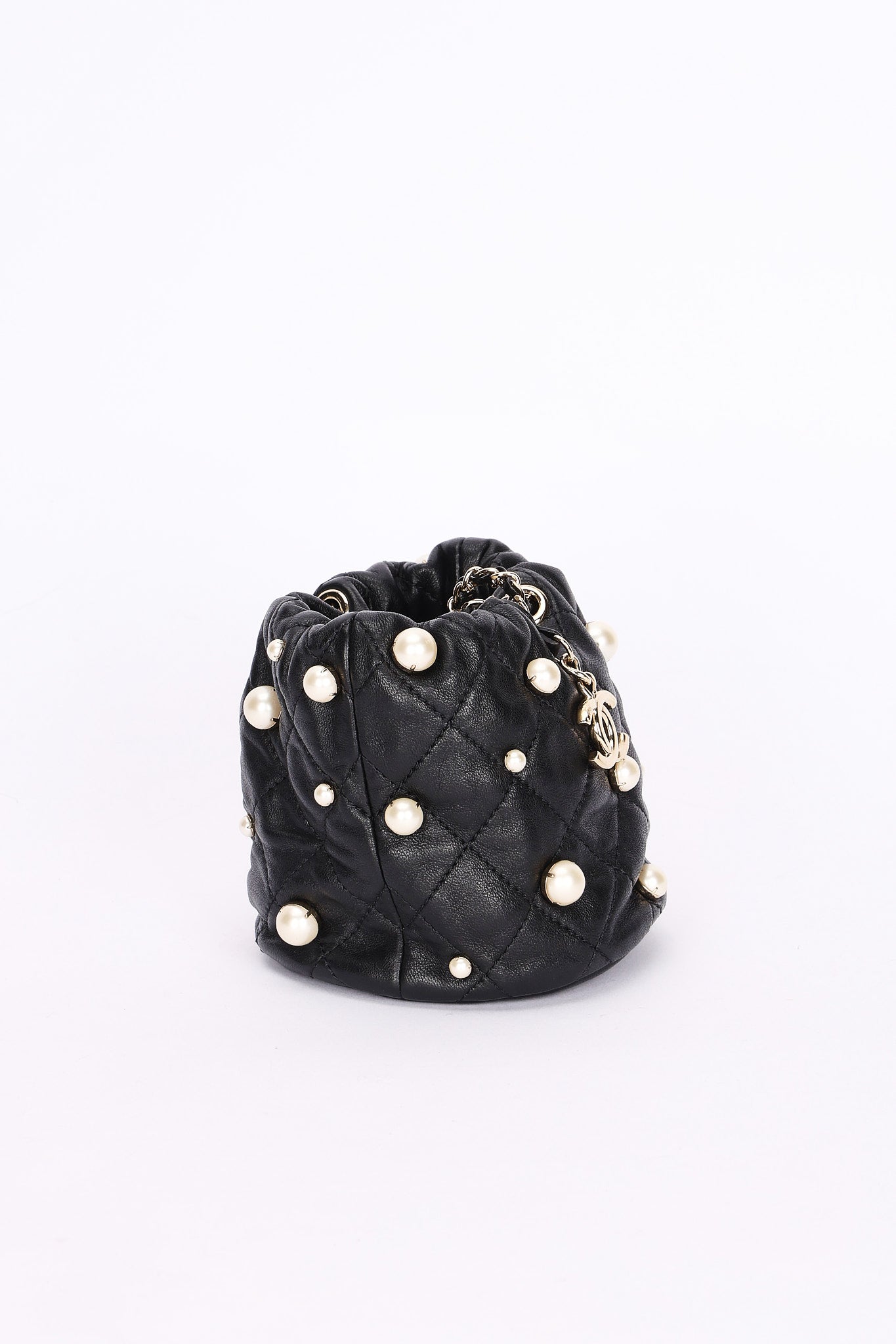 Chanel Mini About Pearls Bucket Bag Black Lambskin CGHW