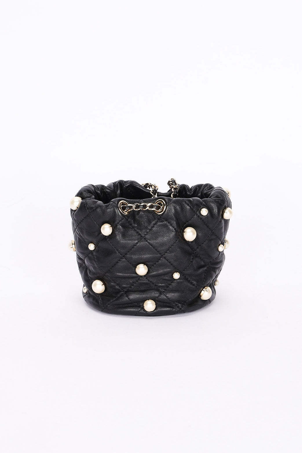 Chanel Mini About Pearls Bucket Bag Black Lambskin CGHW