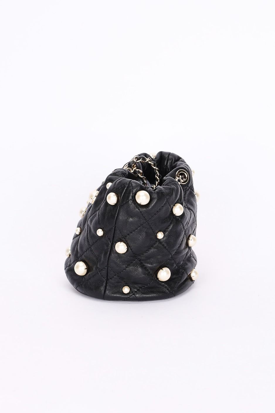 Chanel Mini About Pearls Bucket Bag Black Lambskin CGHW