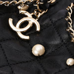 Chanel Mini About Pearls Bucket Bag Black Lambskin CGHW