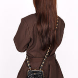 Chanel Bow Frame Clutch with Chain Black Lambskin AGHW
