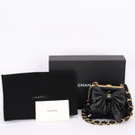 Chanel Bow Frame Clutch with Chain Black Lambskin AGHW