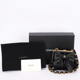 Chanel Bow Frame Clutch with Chain Black Lambskin AGHW