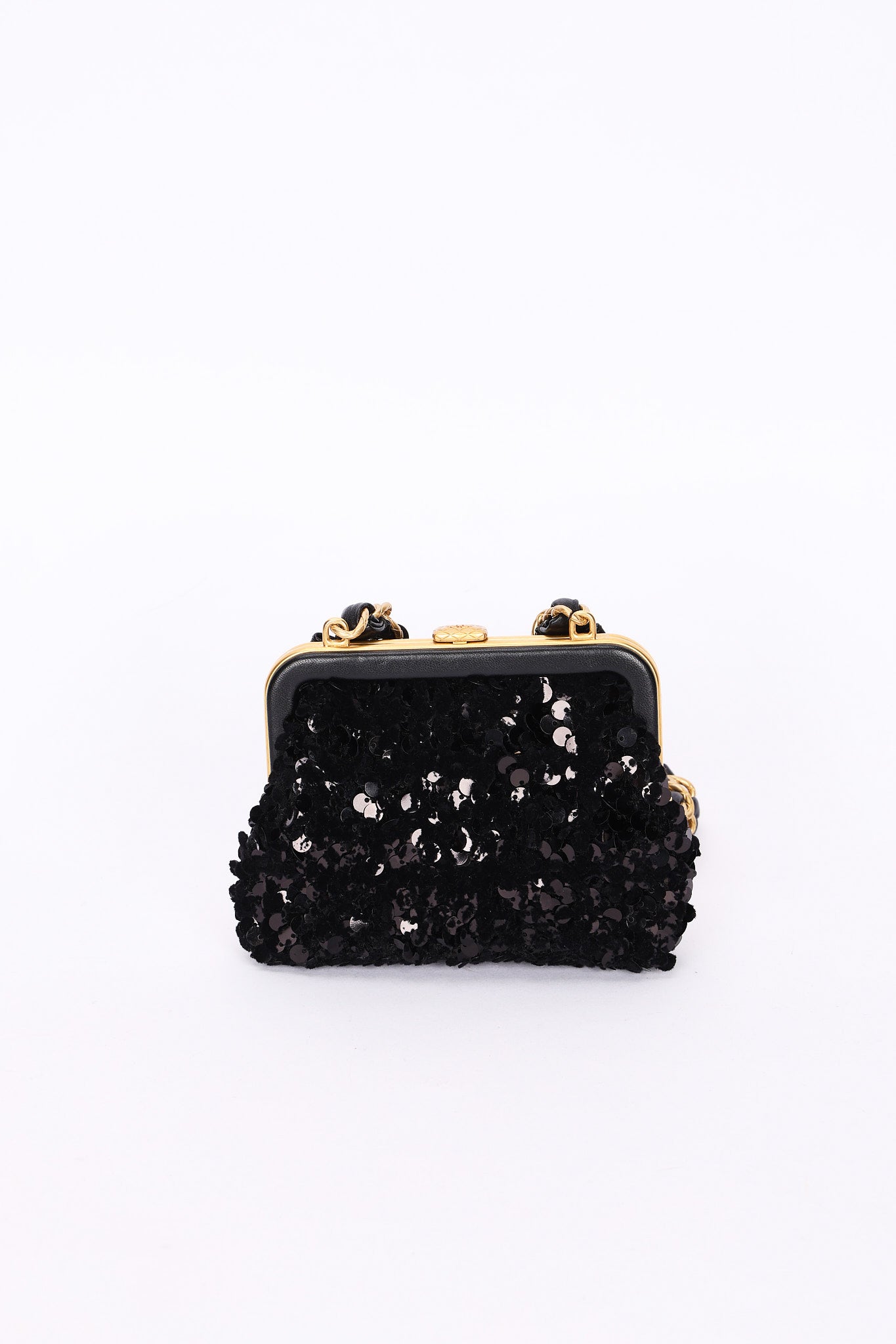 Chanel Bow Frame Clutch with Chain Black Lambskin AGHW