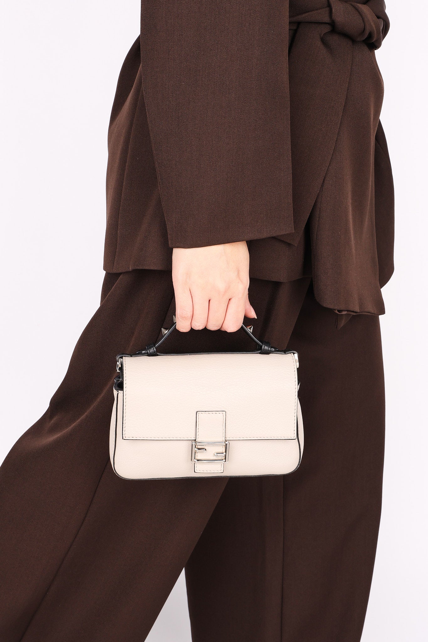 Fendi Crocodile Monster Studded Micro Double Baguette Bag