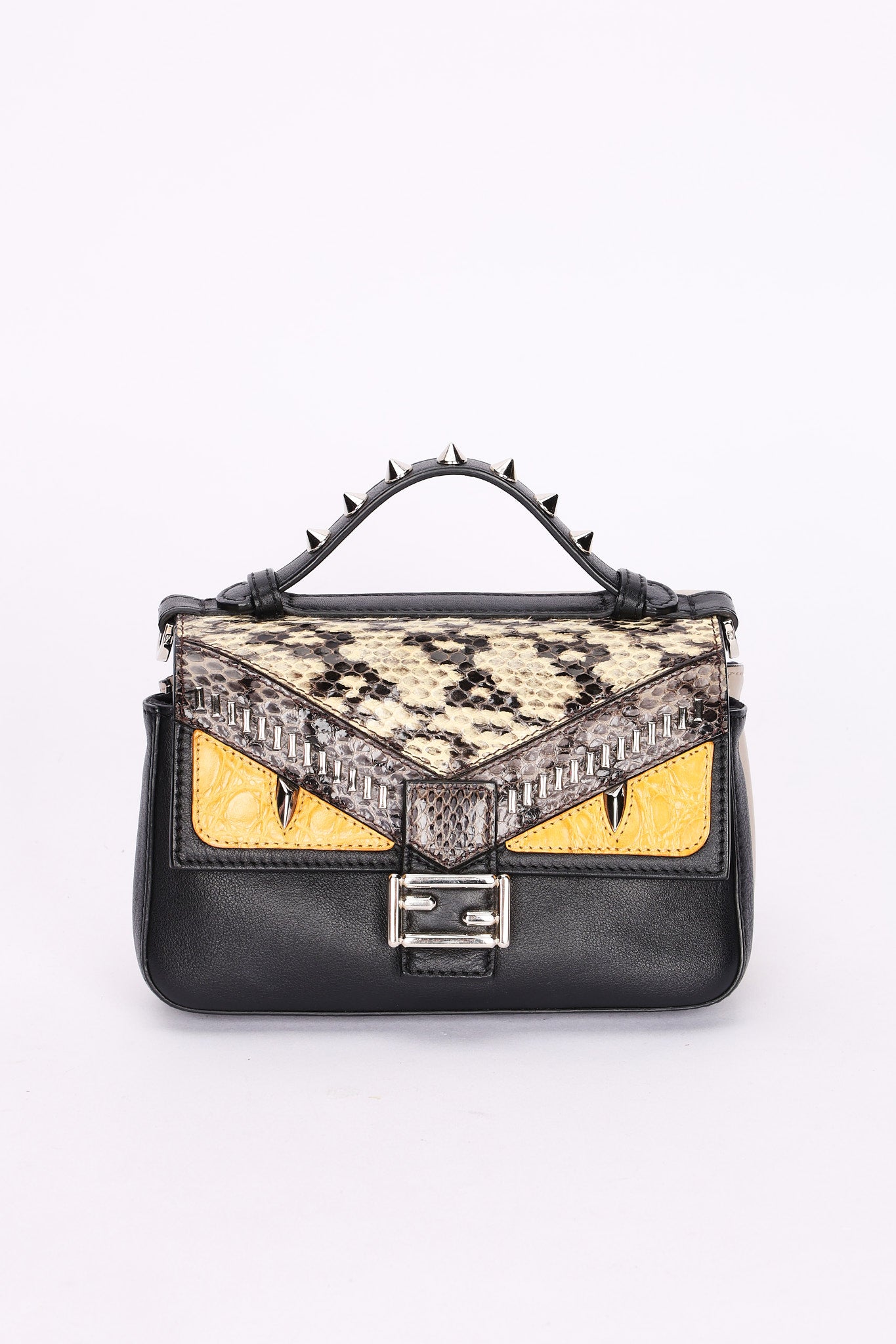 Fendi Crocodile Monster Studded Micro Double Baguette Bag