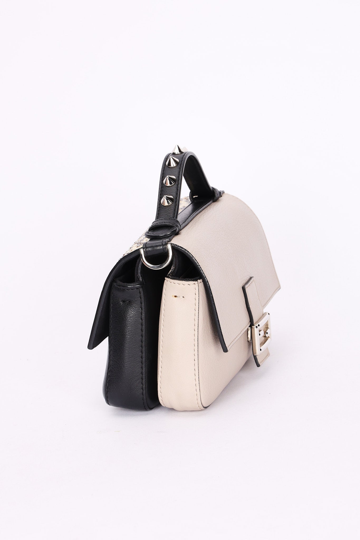 Fendi Crocodile Monster Studded Micro Double Baguette Bag