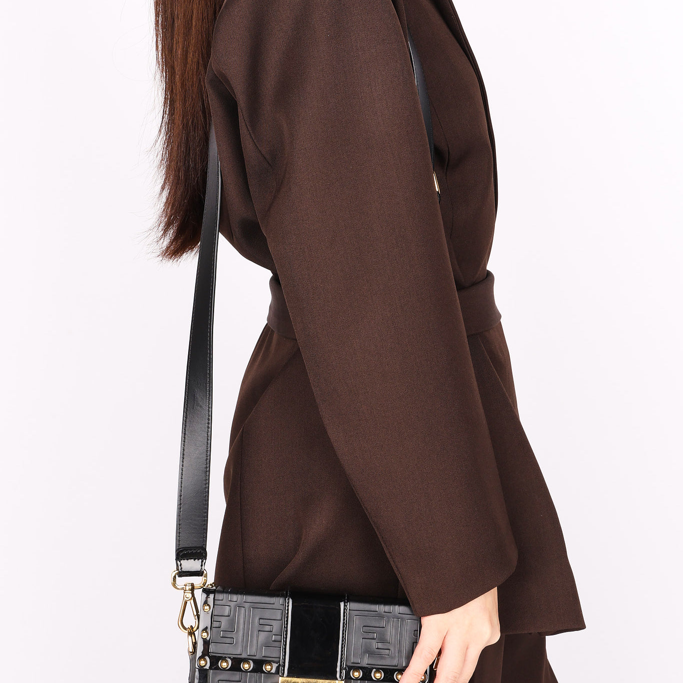 Fendi Zucca Embossed Trunk Baguette Bag