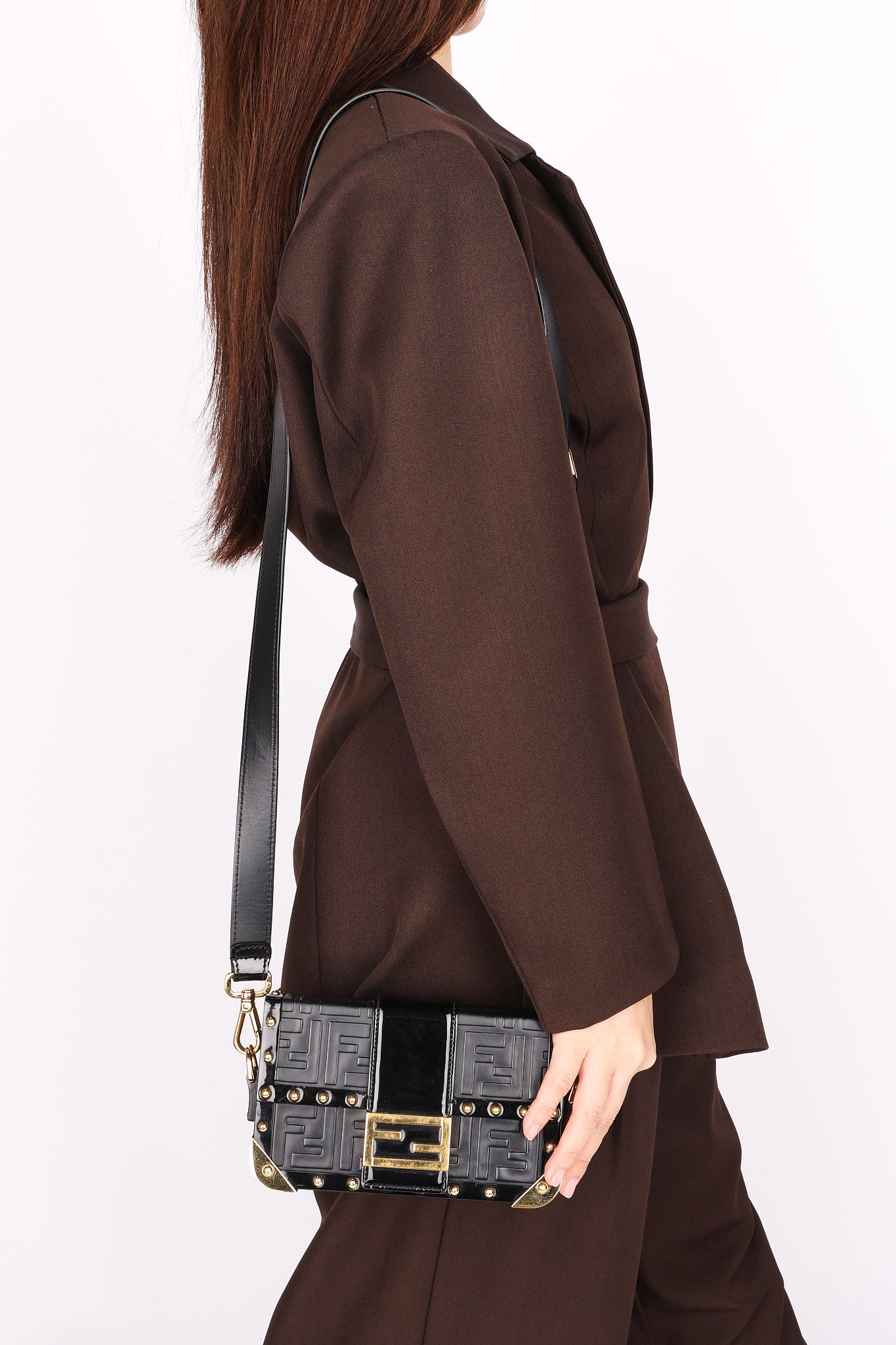 Fendi Zucca Embossed Trunk Baguette Bag