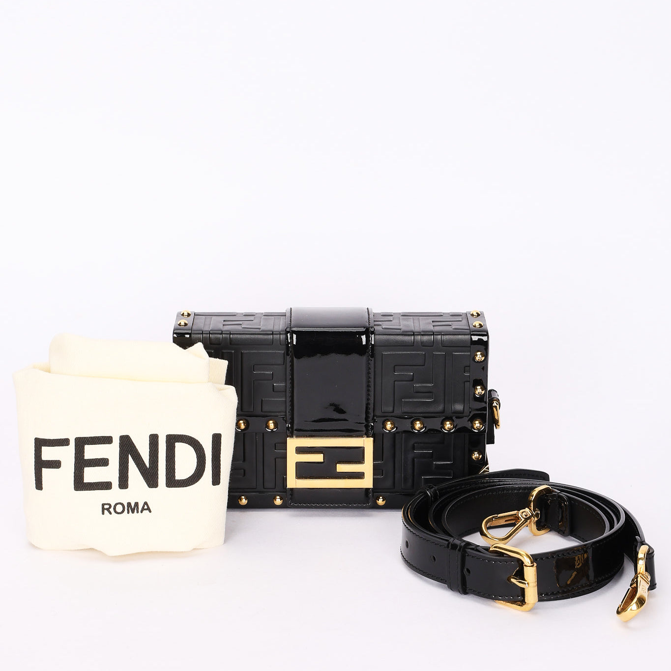 Fendi Zucca Embossed Trunk Baguette Bag