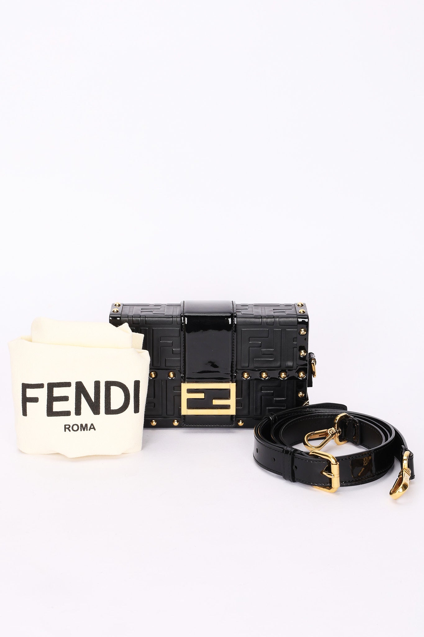 Fendi Zucca Embossed Trunk Baguette Bag