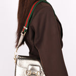 Gucci Snakeskin Horsebit 1955 Shoulder Bag Metallic