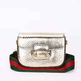 Gucci Snakeskin Horsebit 1955 Shoulder Bag Metallic