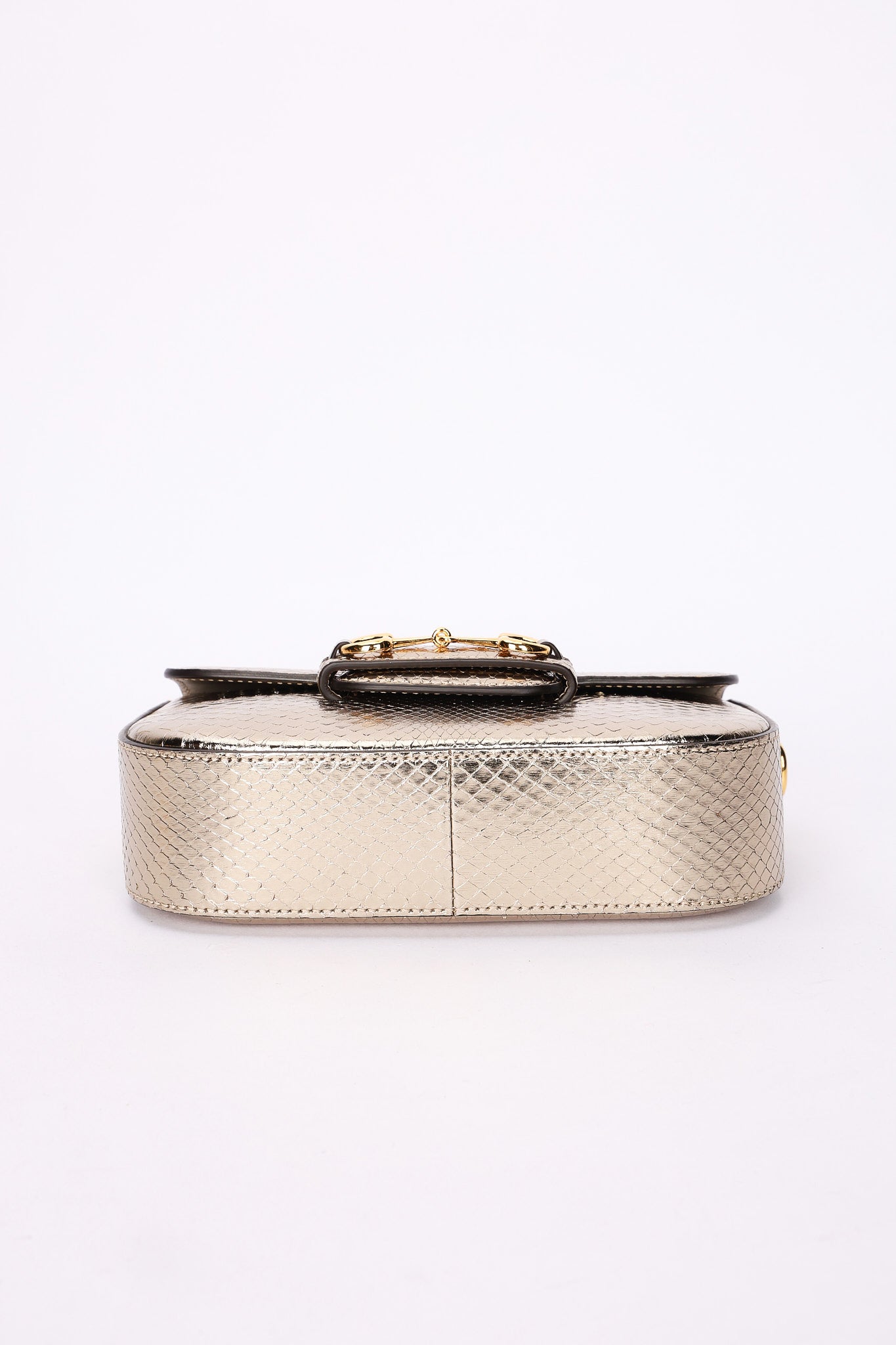 Gucci Snakeskin Horsebit 1955 Shoulder Bag Metallic