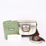 Gucci Snakeskin Horsebit 1955 Shoulder Bag Metallic