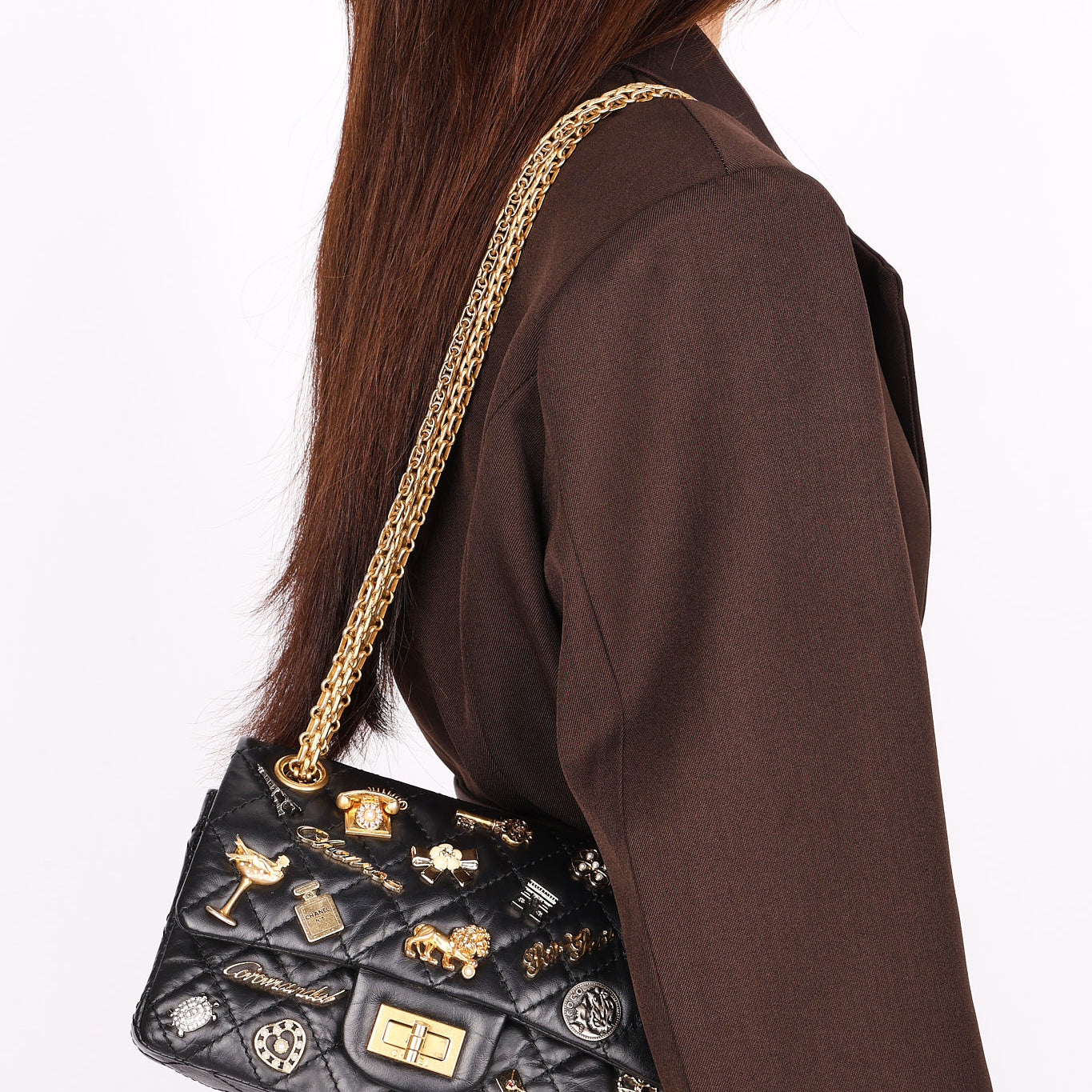 Chanel 2.55 Reissue 255 Lucky Charms Double Flap Black Calfskin AGHW