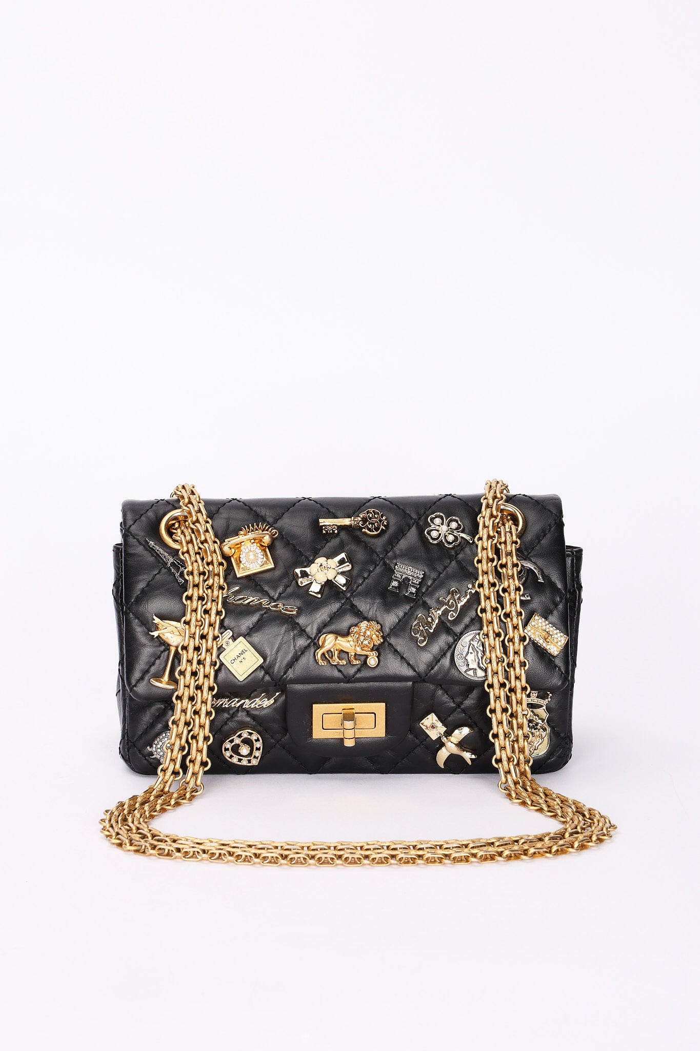 Chanel 2.55 Reissue 255 Lucky Charms Double Flap Black Calfskin AGHW