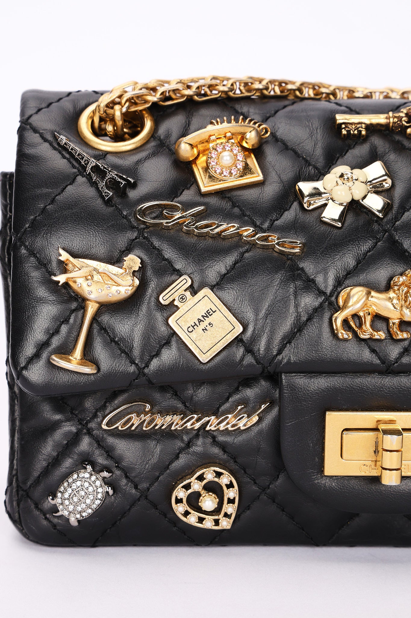 Chanel 2.55 Reissue 255 Lucky Charms Double Flap Black Calfskin AGHW