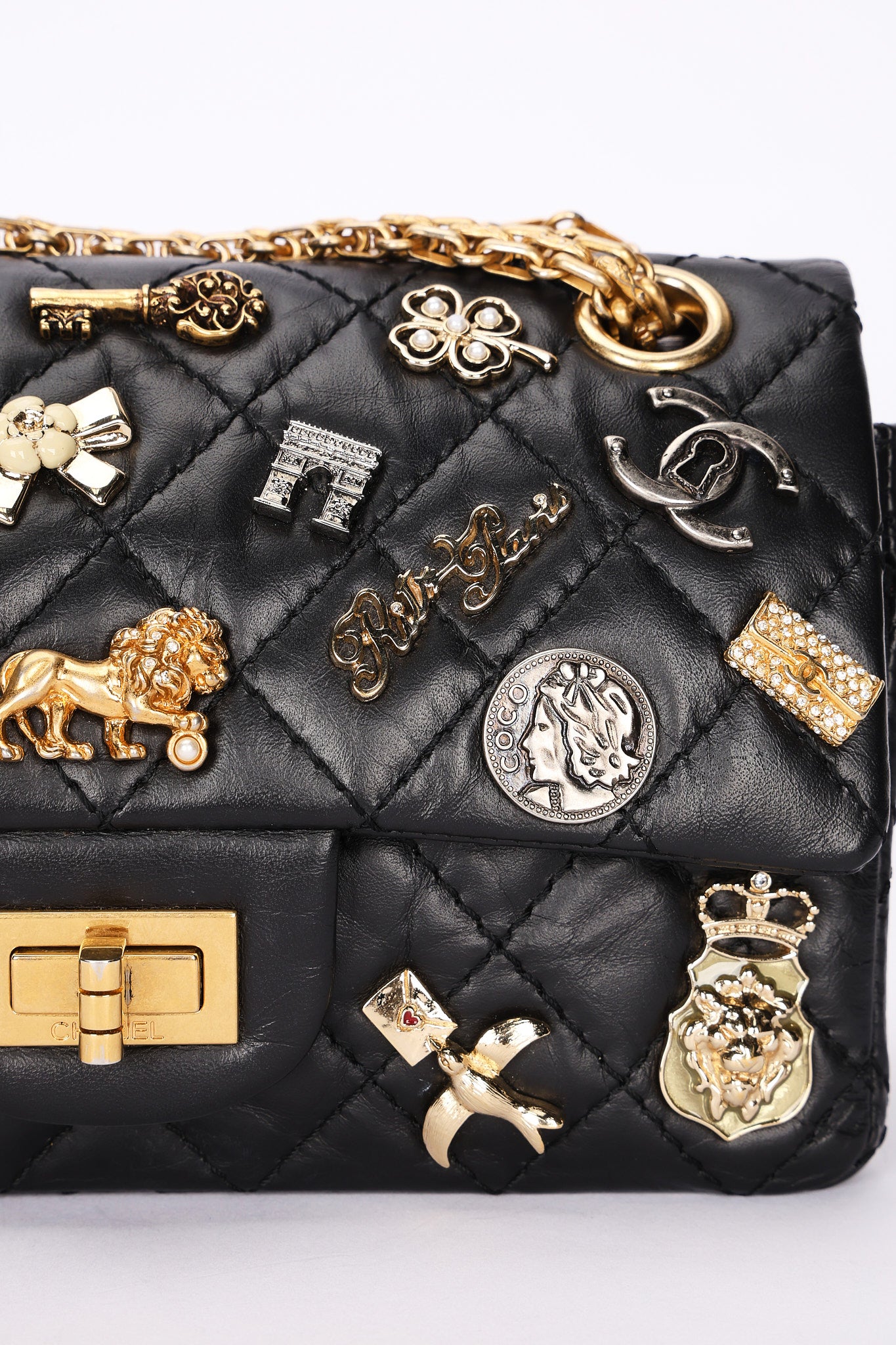 Chanel 2.55 Reissue 255 Lucky Charms Double Flap Black Calfskin AGHW