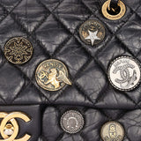 Rare Chanel Medallion Coin Medium Single Flap Black Crinkled Calfskin 2015 MMHW