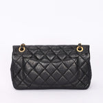 Rare Chanel Medallion Coin Medium Single Flap Black Crinkled Calfskin 2015 MMHW