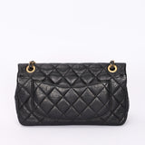 Rare Chanel Medallion Coin Medium Single Flap Black Crinkled Calfskin 2015 MMHW