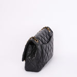 Rare Chanel Medallion Coin Medium Single Flap Black Crinkled Calfskin 2015 MMHW