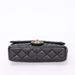 Rare Chanel Medallion Coin Medium Single Flap Black Crinkled Calfskin 2015 MMHW