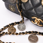 Rare Chanel Medallion Coin Medium Single Flap Black Crinkled Calfskin 2015 MMHW