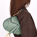 Dior Mini Saddle Green Ostrich