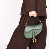 Dior Mini Saddle Green Ostrich