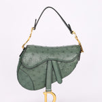 Dior Mini Saddle Green Ostrich